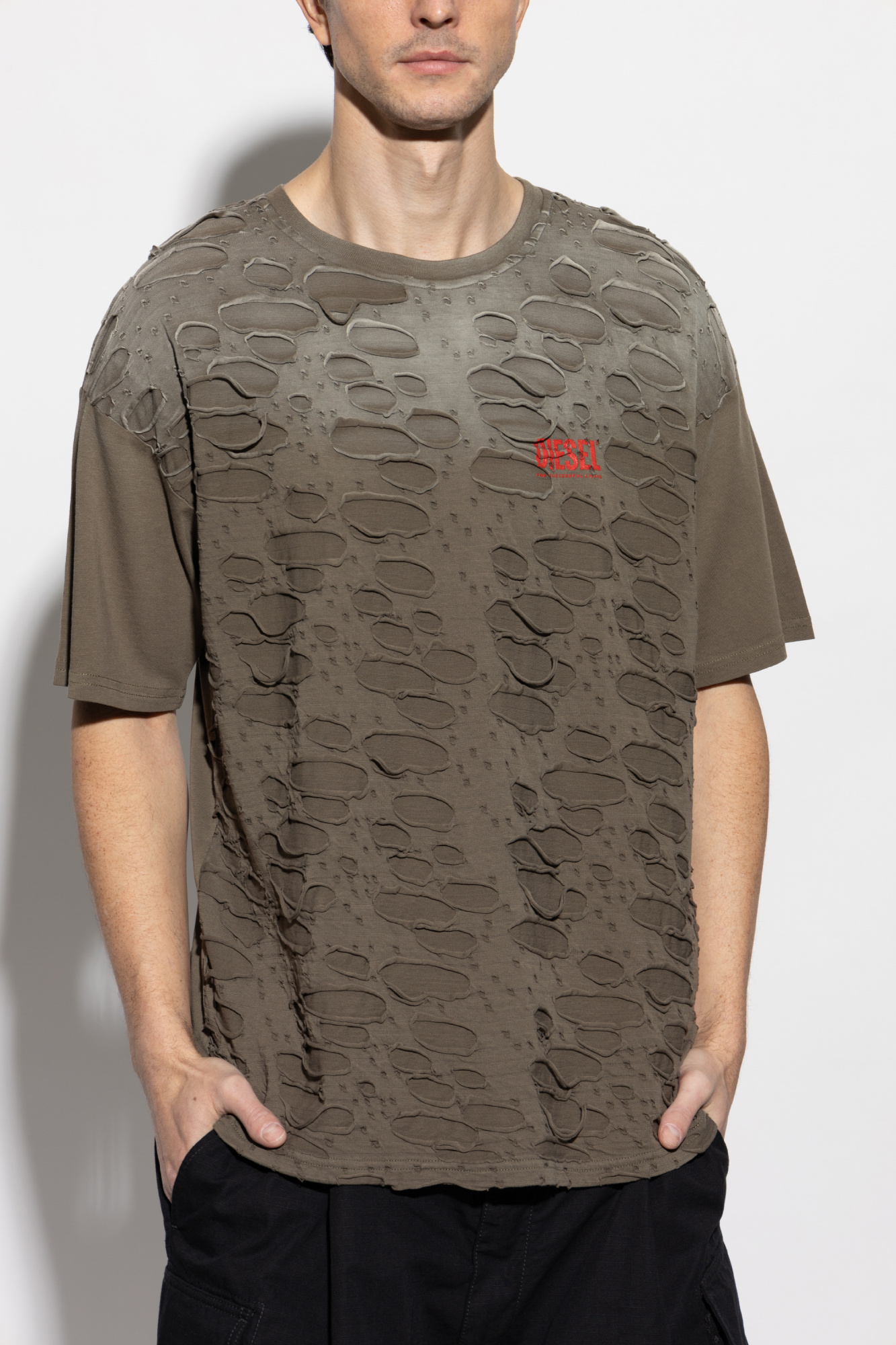 Tシャツ・カットソー DIESEL T-Boxt-R29 T-BOXT-R29 T-shirt with hole detail｜ブラック｜メンズ｜DIESEL
